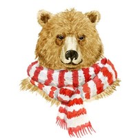 20 Servietten Winter Brown Bear BäR Weihnachten Schal Lustig Winter Weiß 33X33Cm