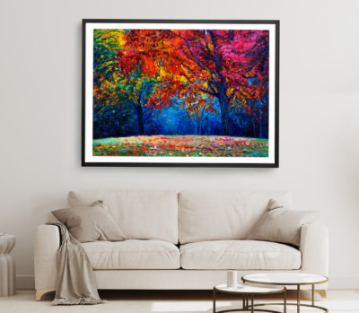 Nature Print, Trees Wall Art, Watercolor Framed Oil Painting Wall Art,Vector Art