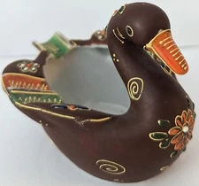 Vintage Swan Ashtray Hand-painted Ceramic Japanese Moriage Brown Duck Ashtray 
