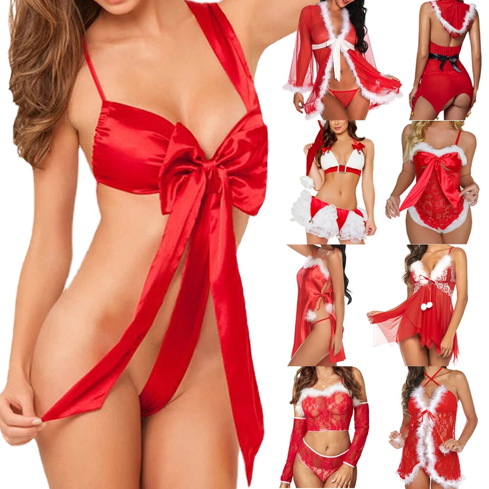 Womens Sexy Lingerie Valentine Red Santa Fancy Dress Outfit