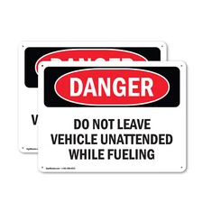 (2 Pack) Do Not Leave Vehicle Unattended While OSHA Danger Sign Decal Metal