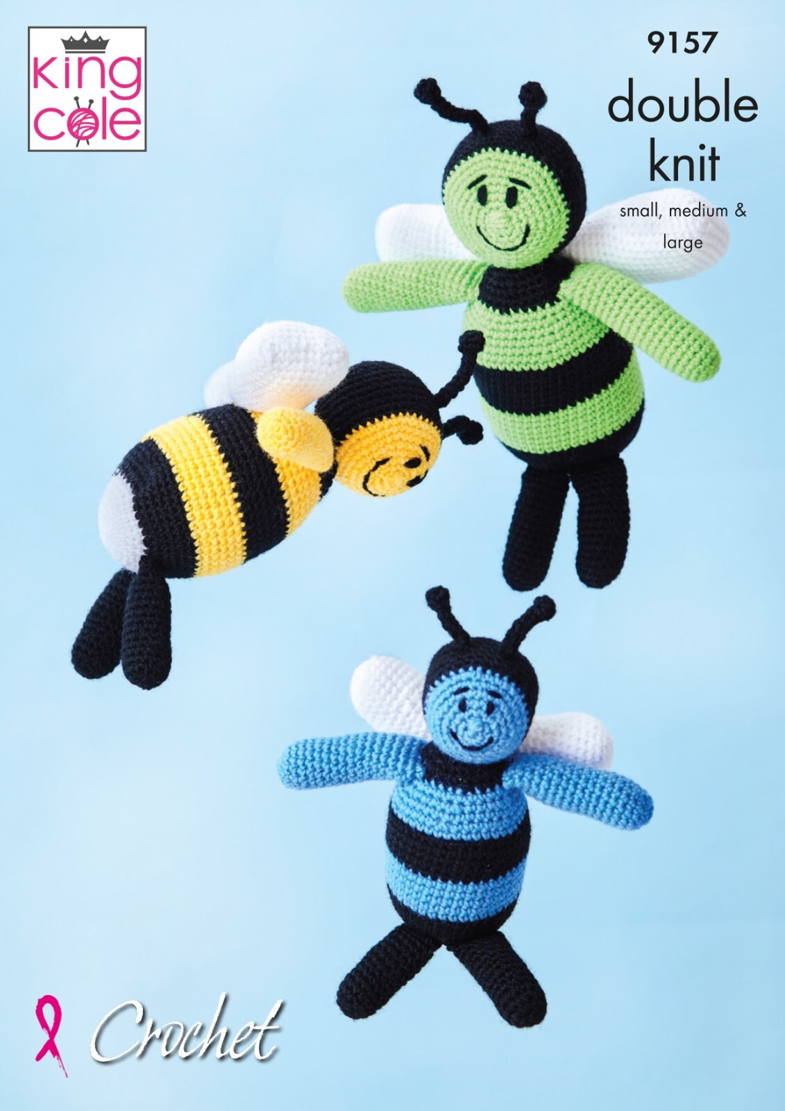 King Cole DK Crochet Pattern - 9157 Amigurumi Crocheted Bees