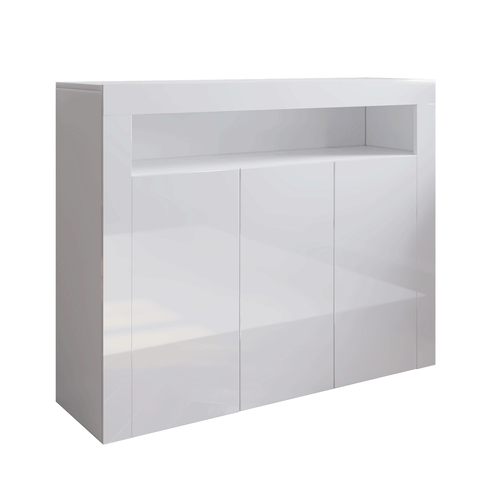 Sideboard Kommode Anrichte Highboard mit LED Beleuchtung Weiß Hochglanz 116cm - Bild 17 von 20