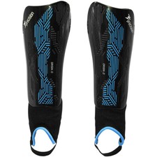 Image of S - Football Shin Pads & Ankle Guards BLACK/CYAN High Impact Slip On Leg Cover