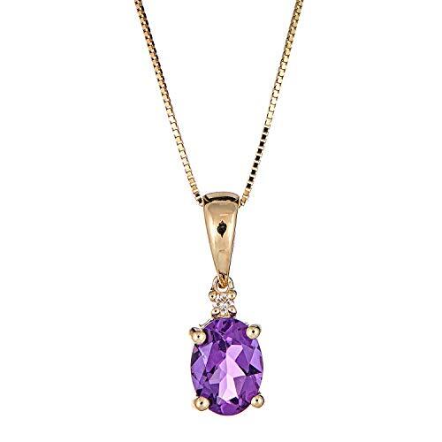 Gin and Grace Peyton 10K Yellow Gold Oval-Cut Brazilian Amethyst Pendant - Picture 2 of 5