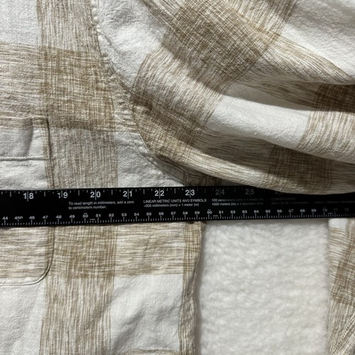 TERRITORY AHEAD Long Sleeve Linen Shirt Beige Check Men's Size Large - Picture 12 of 14