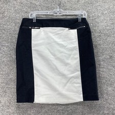 Calvin Klein Skirt Women 8 Black A-Line Midi Zipper Lined Mid Rise Cotton Casual