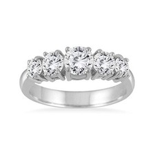 1 1/4 Karat TW 5 Stein Wei&szlig;er Diamantring In 14K Wei&szlig;gold Beschichtet F&uuml;r Frauen