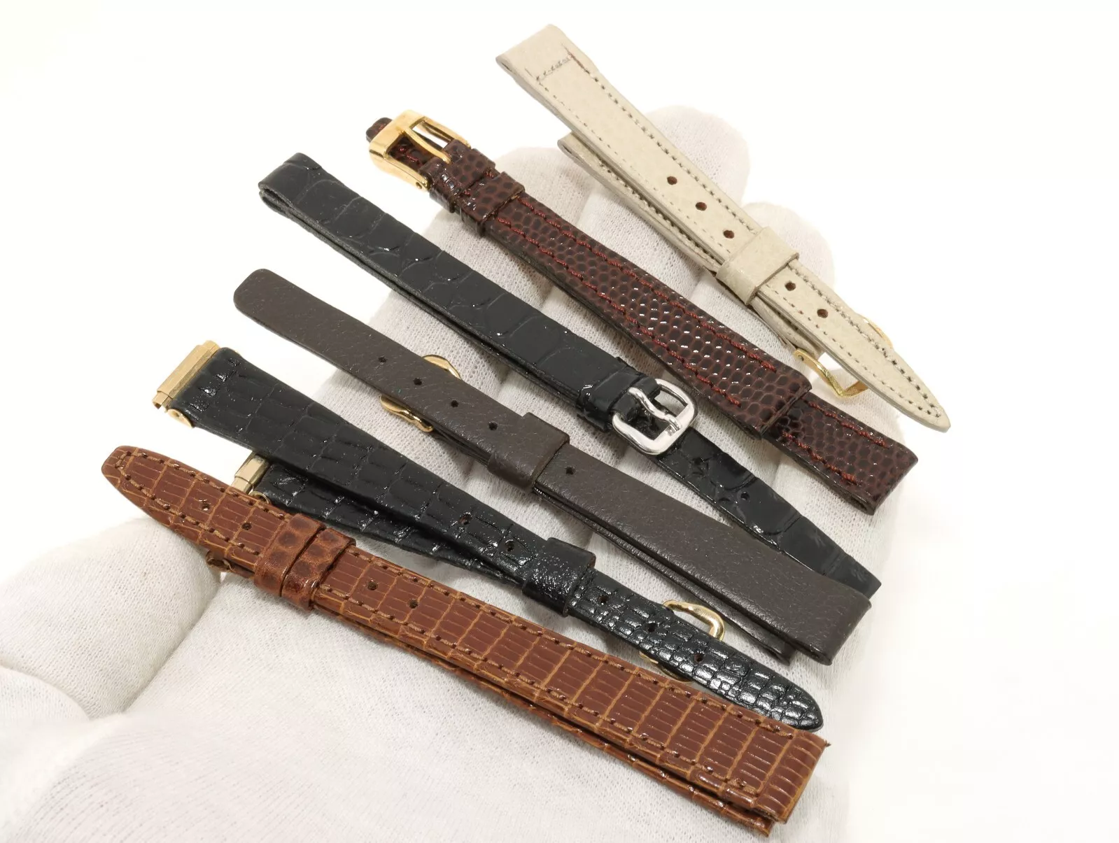 Lot de 6) bracelet de montre vintage en cuir dont GUCCI 8 13mm