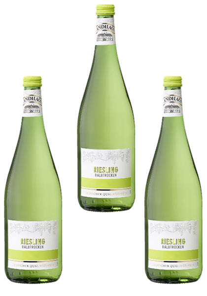 3X Landhaus Riesling WeißWein Halbtrocken - 1 Liter Klassischer Riesling-image