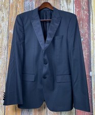 Hugo Boss Men's Black Wool Blend Tuxedo Sport Coat Jacket 42 Regular