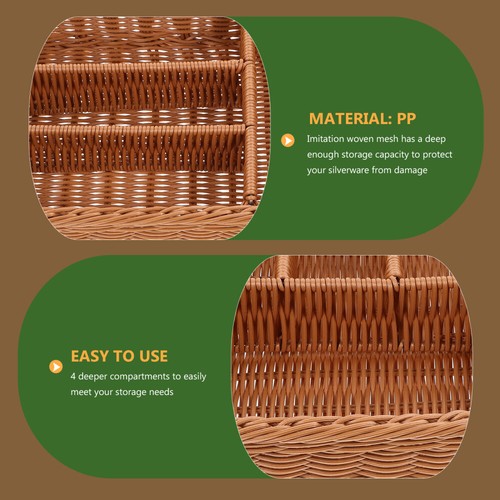 Woven Fruit Basket Wicker Serving Tray Kitchen Drawer Organizer - Picture 3 of 12