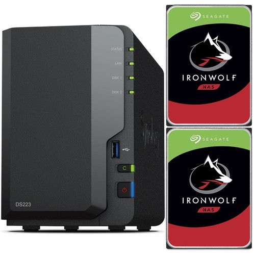 Synology DS223 2-Bay 2GB RAM 16TB (2x8TB) Seagate Ironwolf NAS Drives - Picture 1 of 9