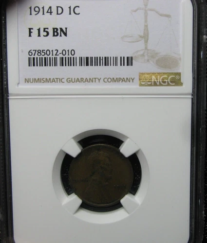 1914-D Lincoln Cent Wheat Penny ---- Fine-15 NGC Graded Coin ---- #015C
