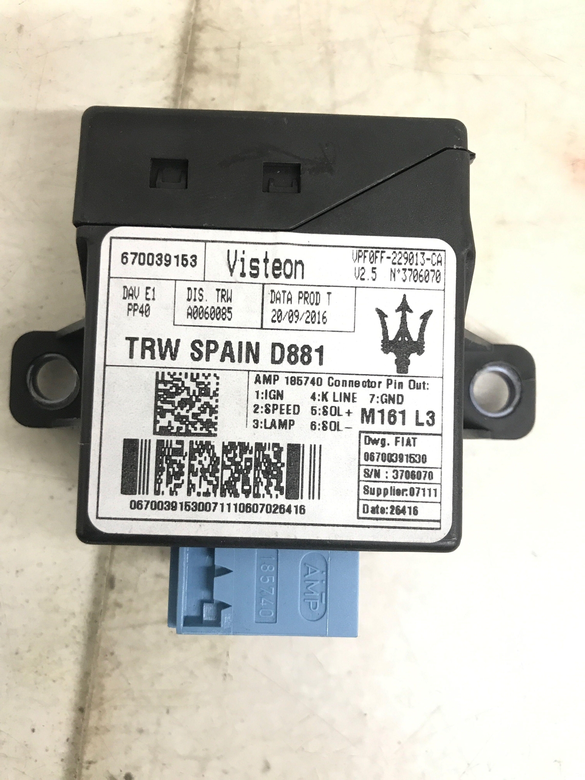 2017 - 2022 MASERATI LEVANTE OEM POWER STEERING CONTROL MODULE UNIT 670039153