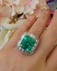 4CT Colombian Lab Created Emerald Cocktail Ballerina Ring 14K White Gold Finish