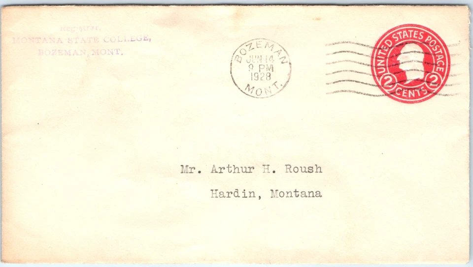 x2 LOT 1928 Bozeman, MT State College Registrar Cover Envelope 2 Cent Mont. 5V - Image 2 of 4