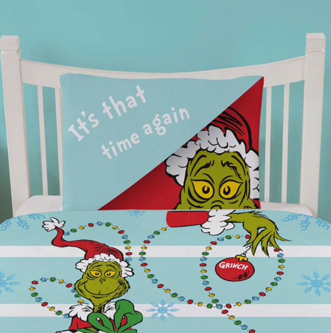 The Grinch Single Duvet Set Kids Bedding Set Christmas Reversible Dr