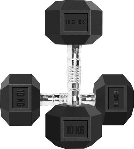 Hex Dumbbells Set 2.5kg-30kg Pair Weights Rubber Encased Cast Iron Hexagonal UK - Picture 16 of 19