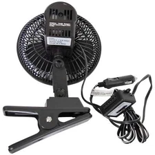 Auto Drive Black 12-Volt 6" Car Clip-on or Dash Mount Fan