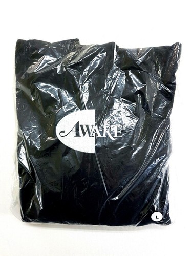 Awake NY Embroidered Split Logo Patch Hoodie Black Size L Hooded Sweatshirt - Picture 2 of 6
