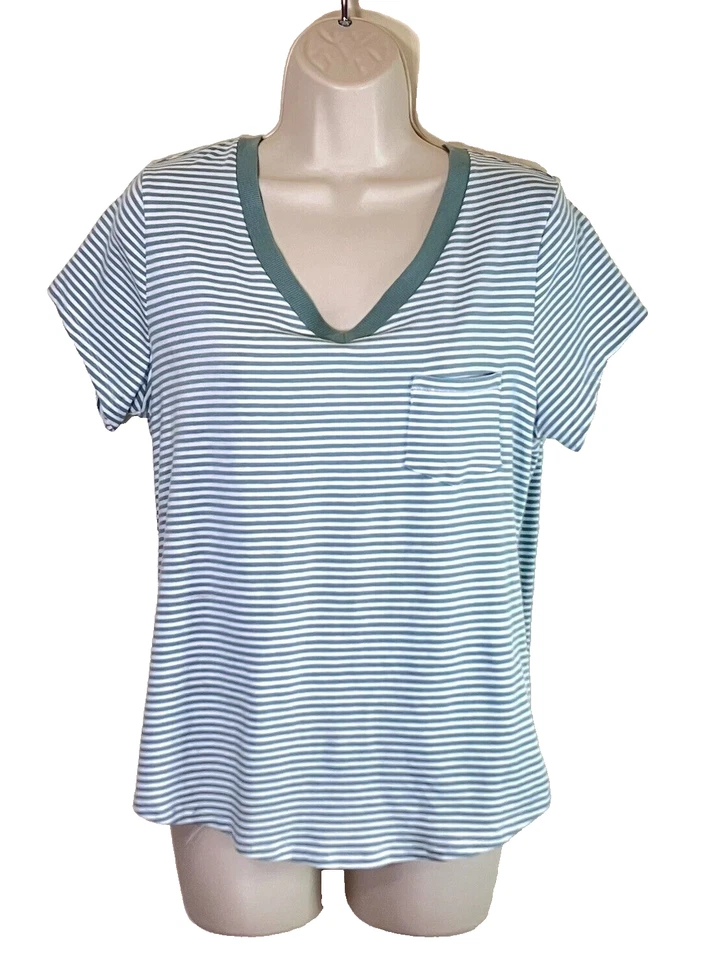 Nuevo con etiquetas Espléndido Conjunto de Pijama Camiseta Pantalones Cortos Rayas M Verde Neblina R87D679 $52 Foto 3 de 4