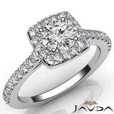 Round Cut Diamond French Pave Set Halo Engagement Ring GIA F VS2 Platinum 9501Ct