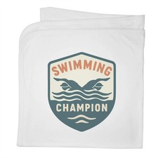 'Swimming Champion Emblem' Cotton Baby Blanket / Shawl BY00043217