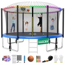 FIZITI 12FT 14FT 16FT Trampoline for Adults  Kids, Outdoor with Enclosure Net
