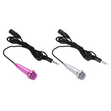 2Pcs Mini Microphone with Covers for Singing Voice Rose Red, Silver