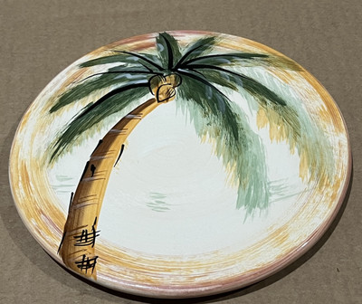 Tabletops Gallery Bahamas Coconut Tree 8  Ceramic Trivet Hand Painted EUC