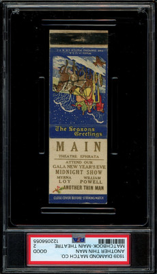 ANOTHER THIN MAN / 1939 Matchbook Cover, Main Theatre, William Powell PSA 2