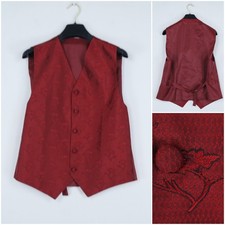 Mens Waistcoat Large Size US 42 Red Floral Formal SAHIRANE Dress Vest