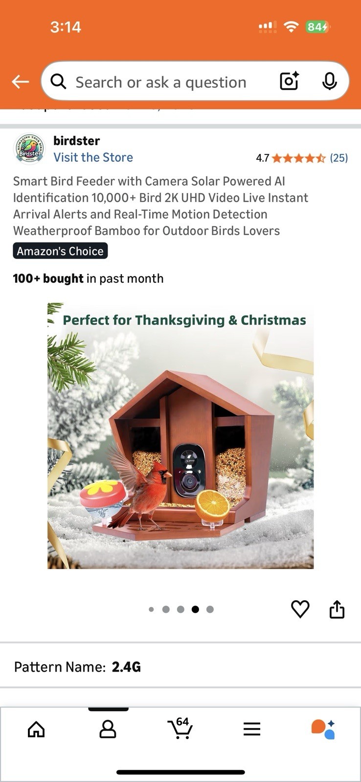 Smart Bird Feeder with Camera Solar Powered AI Identification 10,000+ Bird 2K HD