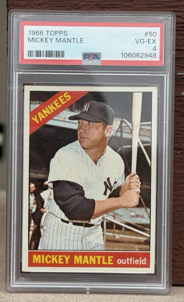 1966 Topps #50 Mickey Mantle PSA 4 - Centered High Eye Appeal - New York Yankees view 10