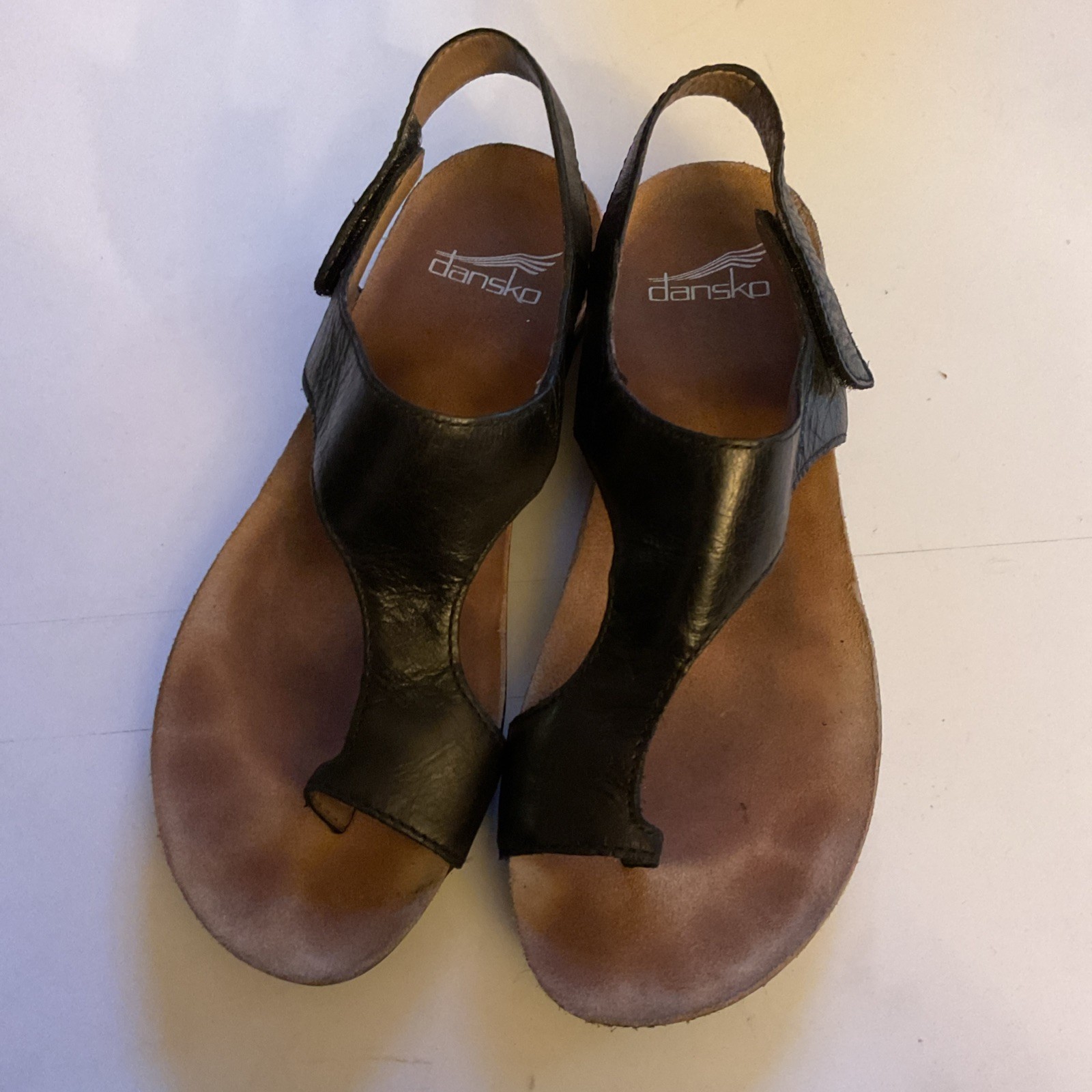 Dansko Black Leather Toe Loop Slingback Sandals C… - image 1