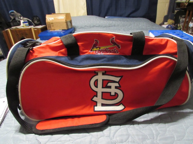 st louis cardinals, duffle bag, red/ black