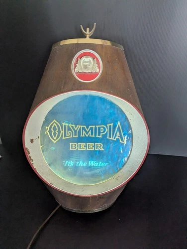 VINTAGE 1968 OLYMPIA BEER ADVERTISING Light Sign IT'S THE WATER LIGHT BAR Decor