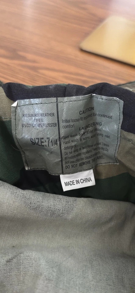 Tactical Woodland Sunhat, Size 7.5, Unknown Brand Military Camo Khaki Outdoors - Image 3 of 4