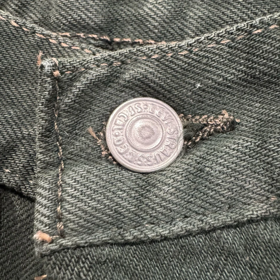 Jeans Levi's 501 de Colección Años 90 Botón Mosca 29x34 EE. UU. Etiqueta Recta Verde Foto 3 de 4