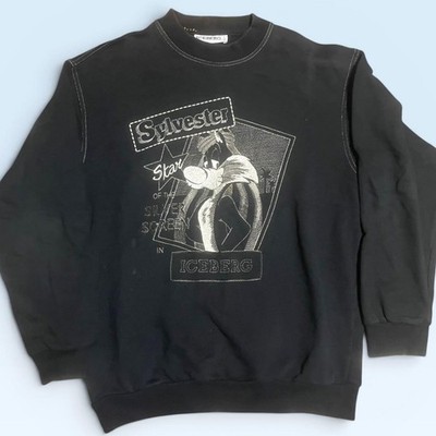 ICEBERG Black Sweatshirt with Embroidered Design, Size M