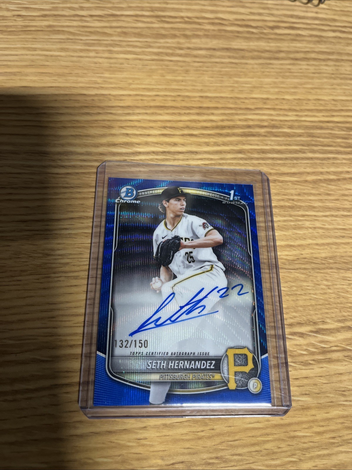 2025 Bowman Draft Chrome SETH HERNANDEZ BLUE WAVE Auto /150 1st Prospect Pirates