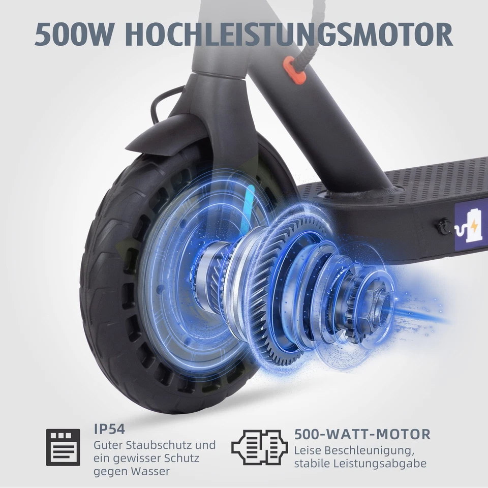 E9T 500W E-scooter klappbar mit ABE LED Display 10ZOLL Elektroroller Gebraucht - Bild 2 von 4