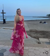 ZARA NEW WOMAN FOULARD PRINT LONG DRESS FLORAL PINKS Size XS 3322/307/116