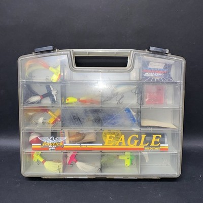 VINTAGE FENWICK EAGLE SATCHEL TACKLE BOX  LAKE Lures Accessories Lot #4