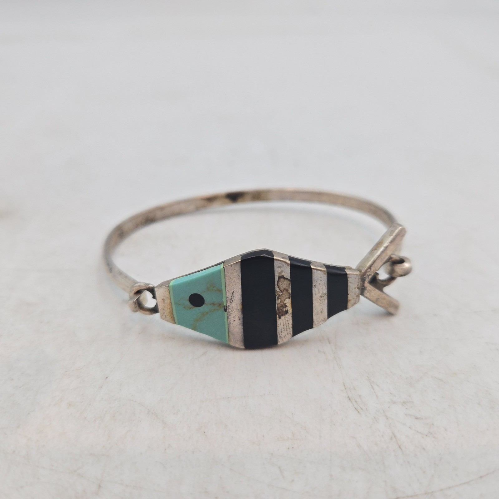 vintage Made in Mexico Nickel Silver Bracelet - Fish Design