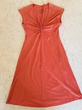 Patagonia Women's Pink V-Neck Cap Sleeve Twist Front Stretch Long Dress S