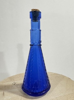 Morey Mallorca Destilerias Cobalt Blue Mini Wine Bottle Spanish Art Glass