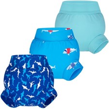 BIG ELEPHANT Baby Swim Diapers 3pcs, Reusable S 12-24 Month , Blue