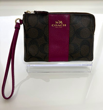 Coach Small Wristlet Brown and Violet